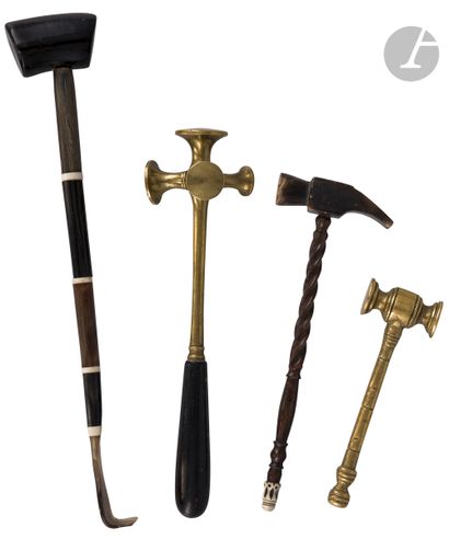 A set of 4 hammers : - Probably reflex hammer,...
