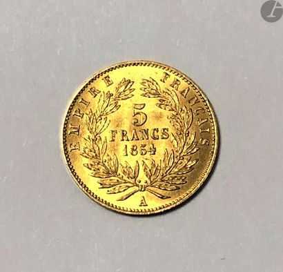 null SECOND EMPIRE (1850-1870)

5 francs or, 1854 Paris, petit module, tranche lisse,...