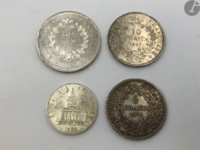 null Lot de 4 pièces françaises en argent:

- 50 Francs. Type Hercule. 1974

- 10...