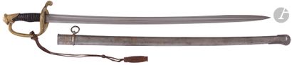 null Model 1855 infantry warrant officer's saber. {CR}Horn handle (cracked) with...