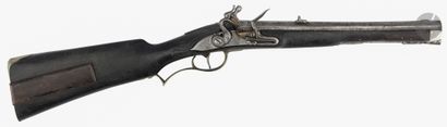 null 
Small flintlock rifle. {CR}Flintlock barrel, rifled, with frog and thunder...