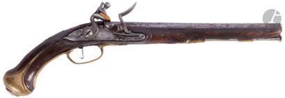 Flintlock pommel pistol.{CR}Round barrel...