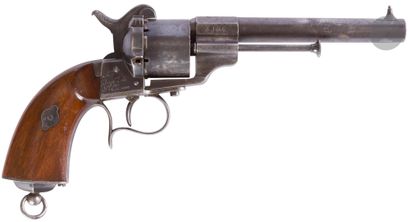  Lefaucheux Model 1858 pinfire revolver, six-shot, 12 mm caliber{CR}Round barrel,...