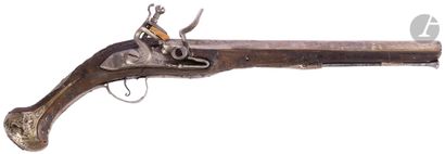 null 
Balkan flintlock pommel gun. {CR}Round barrel with thunder flats, silver plated....