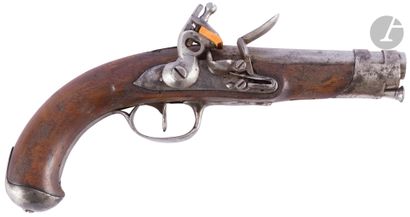 Pair of revolutionary half-ock pistols {CR}Round barrels with thunderbolts without...