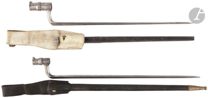  Two socket bayonets with scabbards {CR}...