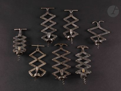 Lot of seven extensible corkscrews of various...