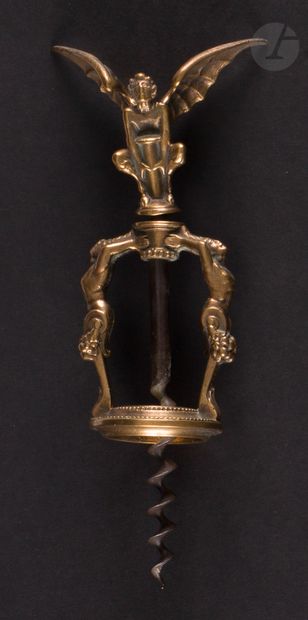 Corkscrew with brass cage decorated with...