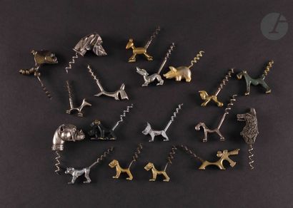 null Set of 18 simple corkscrews, the handles in the shape of dogs and pigs.

Some...