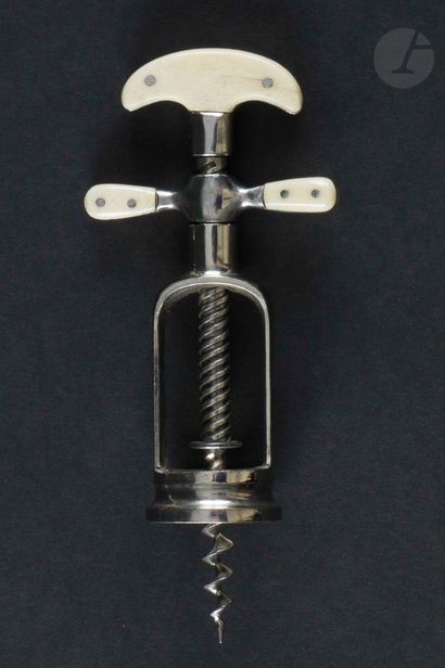 null Corkscrew with propeller out of nickel-plated metal with double pallets and...