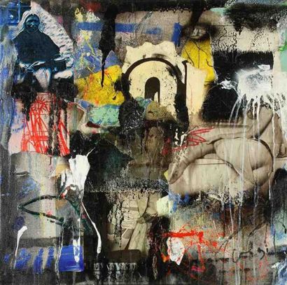 Philippe Charpentier (né en 1949) Composition, 1991. Acrylique et collage sur toile....