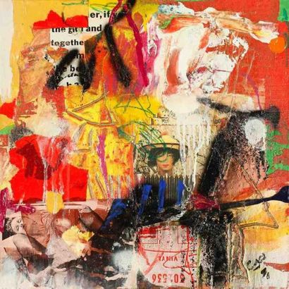 Philippe Charpentier (né en 1949) Composition, 1991. Acrylique et collage sur toile....