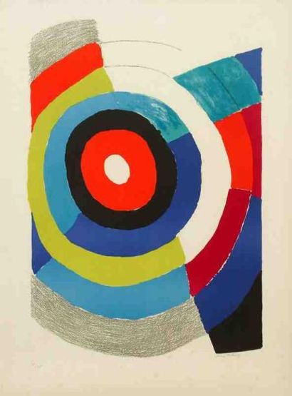 Sonia Delaunay (1885-1979) Composition aux cercles Lithographie. Signée en bas à...