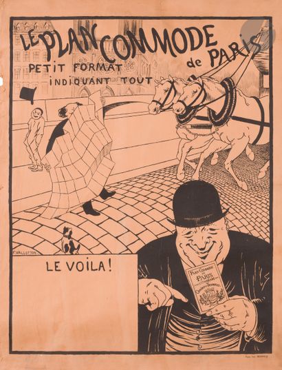  Félix VALLOTTON (1865-1925) Le Plan commode de Paris, vers 1890 Lithographie. Entoilée....