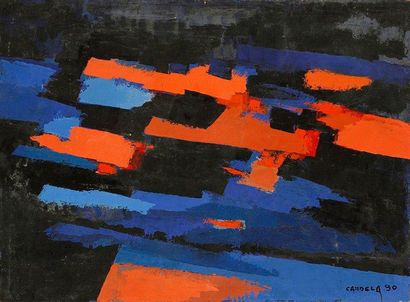 Claude CANDELA (1924-2001) Composition abstraite, 1990 Acrylique sur isorel. Signée...