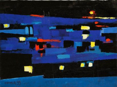 Claude CANDELA (1924-2001) Composition la nuit, 1999 Acrylique sur toile. Signée...