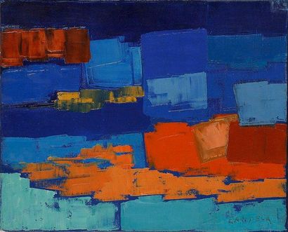 Claude CANDELA (1924-2001) Bord de mer, 1960 Huile sur toile. Signée en bas à droite....