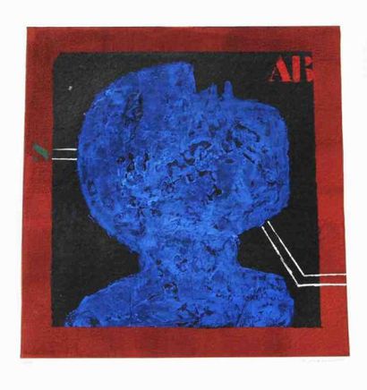 James Coignard (1925-2008) Visage bleu Gravure au carborundum. Rehaussée à la main...
