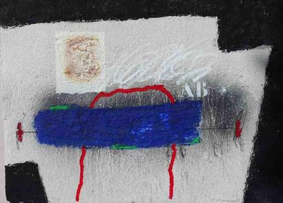 James Coignard (1925-2008) Bleu et arc rouge Gravure au carborundum. Rehaussée à...