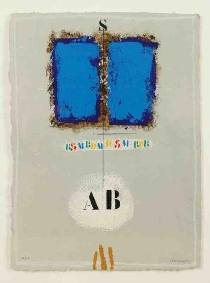 James Coignard (1925-2008) 2 Bleus en axe Gravure au carborundum. Rehaussée à la...