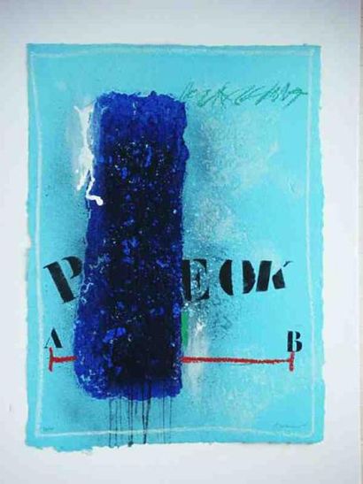 James Coignard (1925-2008) Perspective bleue Gravure au carborundum. Rehaussée à...