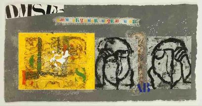 James Coignard (1925-2008) 2 Visages sur gris Gravure au carborundum. Rehaussée à...