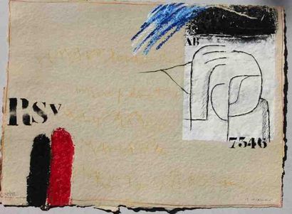 James Coignard (1925-2008) Album passager planche n°2 Gravure au carborundum. Collage...