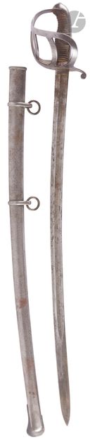 null Heavy cavalry saber, Prussian model 1852. 
Leather-covered handle. Iron mounting,...
