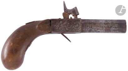 Petit pistolet à percussion, un coup, vers 1840....