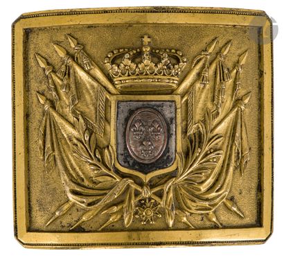 null Plateau de ceinturon d’officier de grosse cavalerie ou de lancier. 
En bronze...