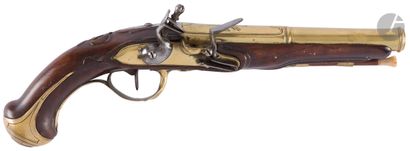 null Navy officer's flintlock pistol. 
Bronze round barrel with slightly blunderbussed...