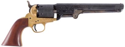 null Revolver Colt Navy 1851, six coups, calibre 36. 
Finition bronzée et dorée,...