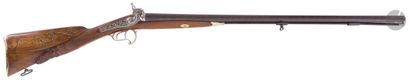 null Two shot percussion shotgun. 
Tabletop barrels, damascus ribbons. Chased ivy...