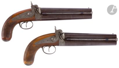  Belle paire de pistolets à percussion d’officier, modèle 1855 de fabrication civile,...