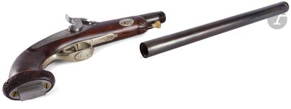 null Pistol of poacher with percussion.
 Round barrel, unscrewable, with sides with...