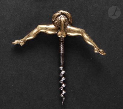 Simple corkscrew, the handle in bronze with...