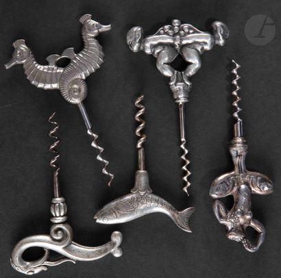  Five simple figurative corkscrews: seahorse, fish, characters. 
Scandinavian. 
Two...