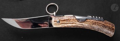 null JACQUES MONGIN

Folding knife and corkscrew of hunter with palm, the handle...