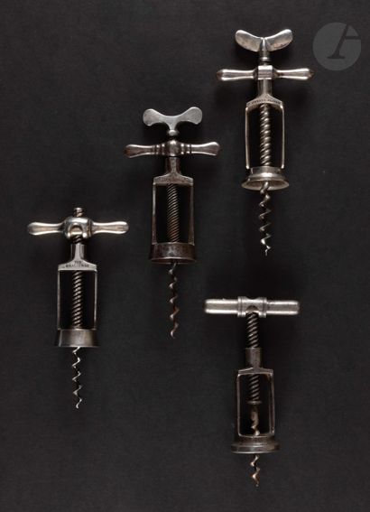 null Four corkscrews with double helix (2) and ring (2) in nickel-plated metal.

Marked...