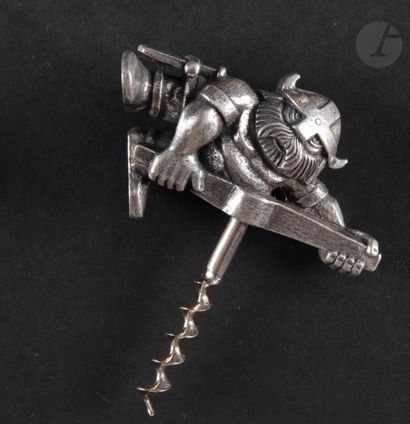  Simple corkscrew, the metal handle representing a Viking 
Marked " TINN-PER NORWAY...