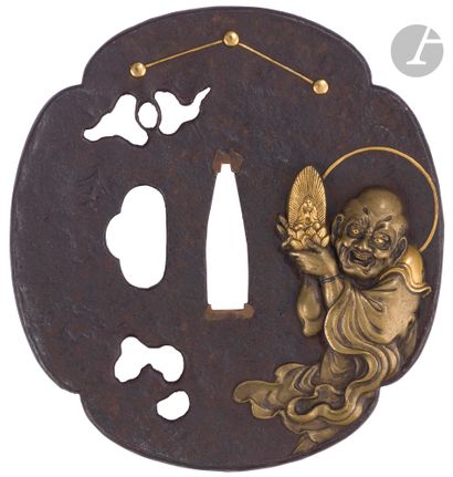 null Tsuba en fer, Japon, milieu de l’époque Edo
De forme mokko gata décorée en ito...