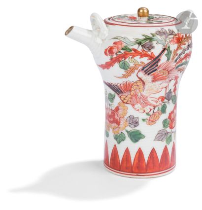Small covered Imari porcelain sake jug, Japan,...