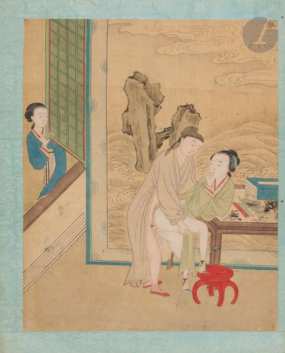 null Album consisting of ten erotic paintings on silk, China, 19th centuryInk
and...