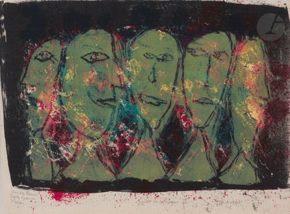 null Jean Dubuffet (1901-1985)
Suite de visages II. 1946. 
Lithographie. 28 x 37,7 cm....
