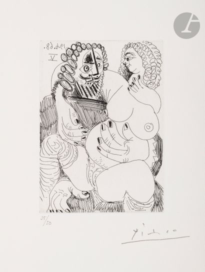 null Pablo Picasso (1881-1973)
Grosse prostituée sur les genoux d’un barbu. (Les...