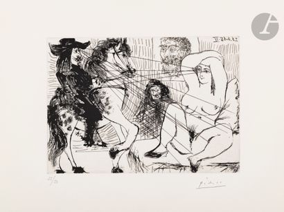 null Pablo Picasso (1881-1973)
Échange de regards. (Les 347, pl. 191). 26 juin 1968....