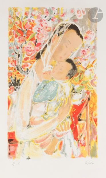  Lê Phổ (vietnamien, 1907-2001)
Maternité. 1972. 
Lithographie. 76,5 x 56,5 cm. Impression... Gazette Drouot