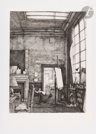 null Érik Desmazières (né en 1948)
L’Atelier de Pascal. 1982. 
Eau-forte. 76 x 57 cm....