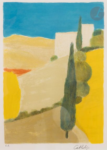 null Bernard Cathelin (1919-2004)
Paysage de Toscane. 1991. 
Lithographie. À vue :...