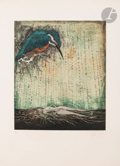 null Lars Bo (Danish, 1924-1999
)The Kingfisher. 1971. 
Etching and aquatint. 65,5...